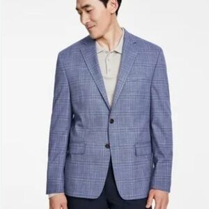 Michael Kors Men’s Classic Fit Stretch Blazer Sport Coat Jacket 38R Blue Plaid